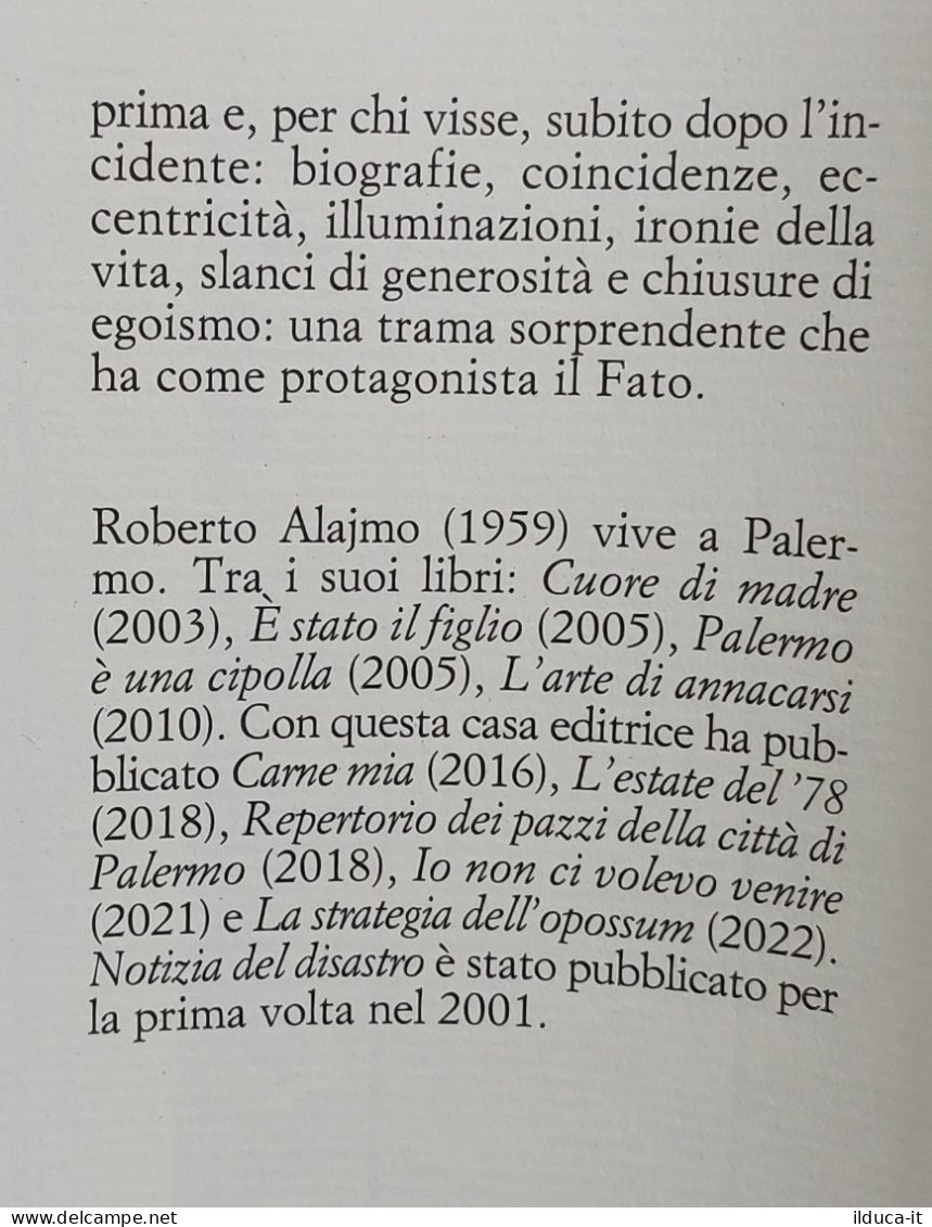 I114583 V Roberto Alajmo - Notizia Del Disastro - Sellerio 2022 - Clásicos