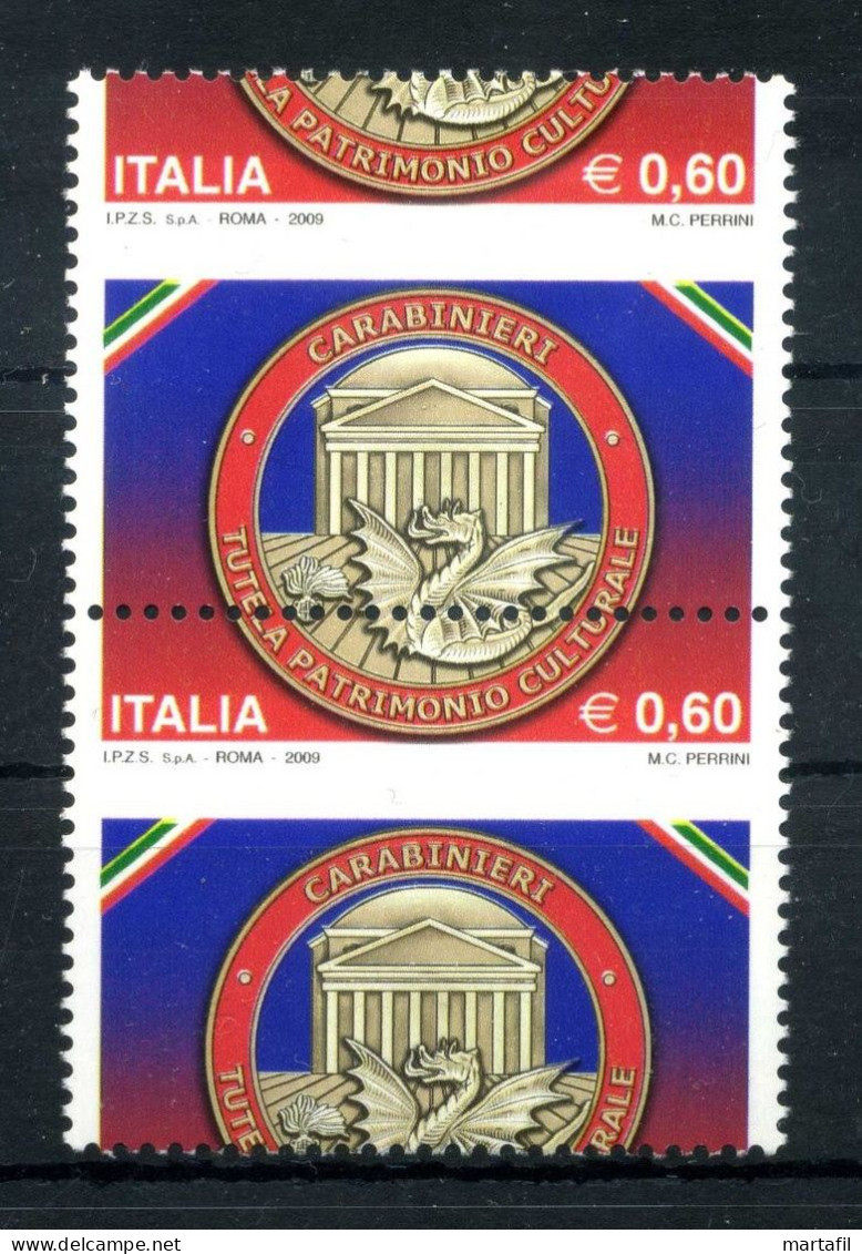 Repubblica Varietà - 2009 Carabinieri Dentellatura Spostata MNH ** COPPIA - Variedades Y Curiosidades