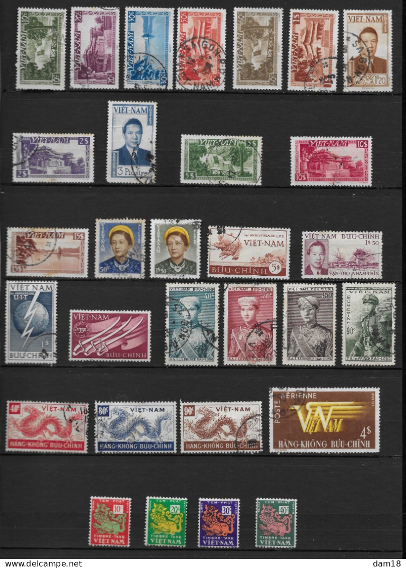 VIETNAM EMPIRE 30 TIMBRES NEUFS OU OBLITERES EMIS ENTRE 1951 ET 1956 TOUS DIFFERENTS - Collections