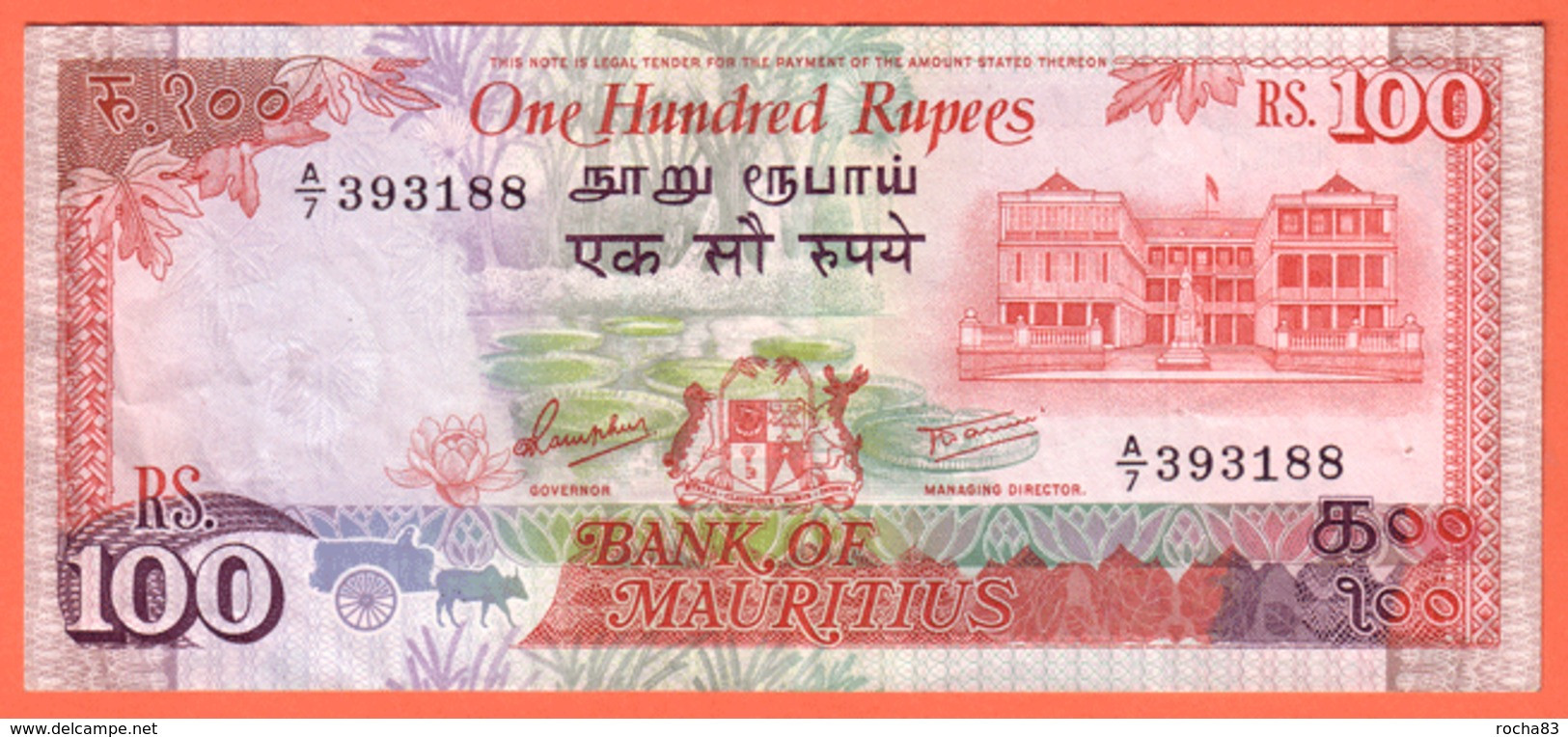 MAURITIUS , MAURICE - 100 Rupees De 1986 - Pick 38 - Mauritius