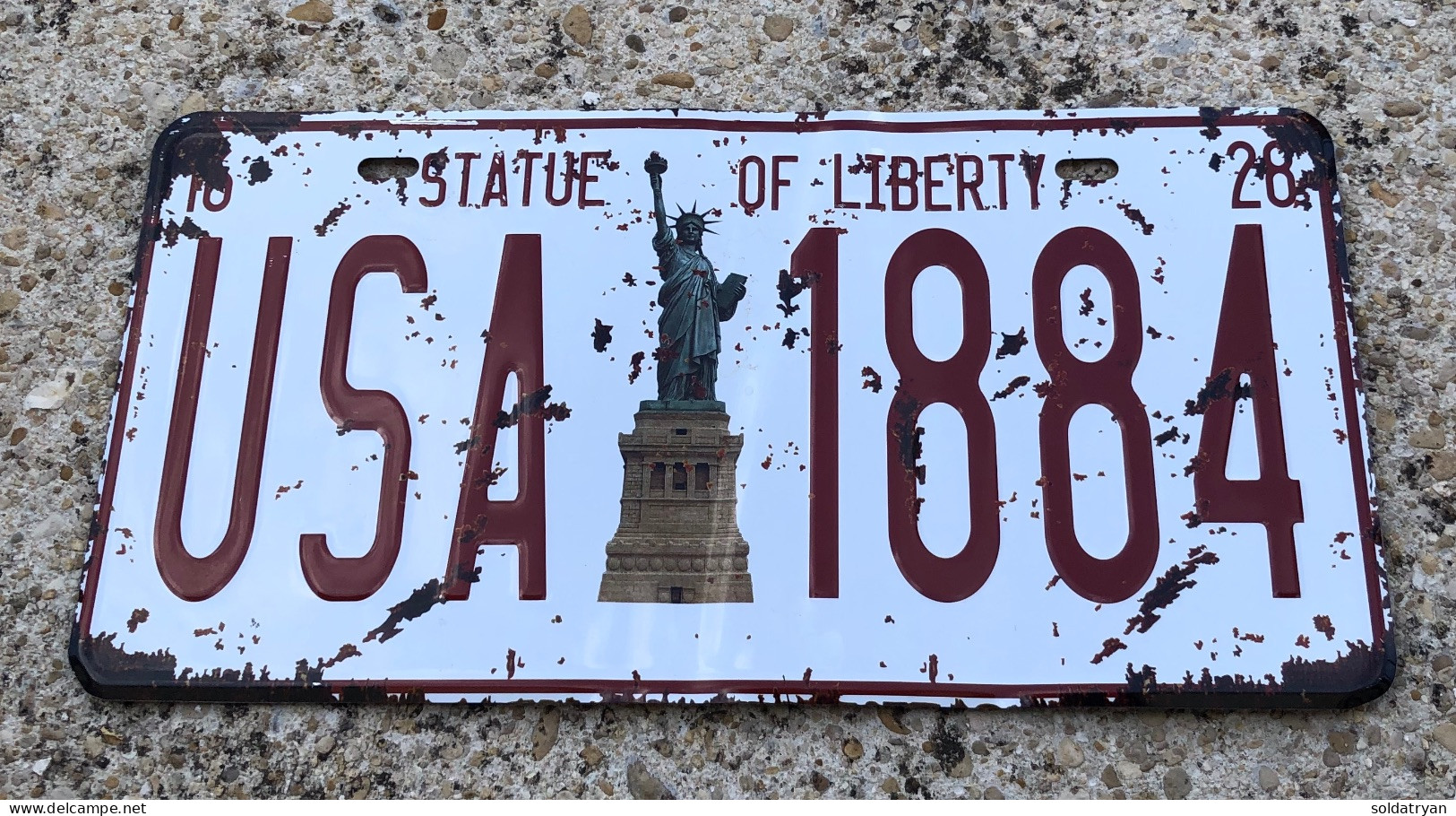 Plaque Tôle NEW YORK STATUE OF LIBERTY USA 1884 15X31cm Immatriculation US - Plaques D'immatriculation