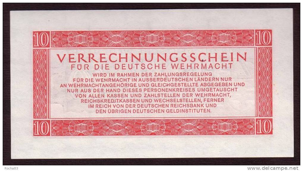 BILLET ALLEMAGNE - WEHRMACHT - 15 09 1944 - 10 Reichsmark - Pick M40 - Verrechnungsscheine - Dt. Wehrmacht