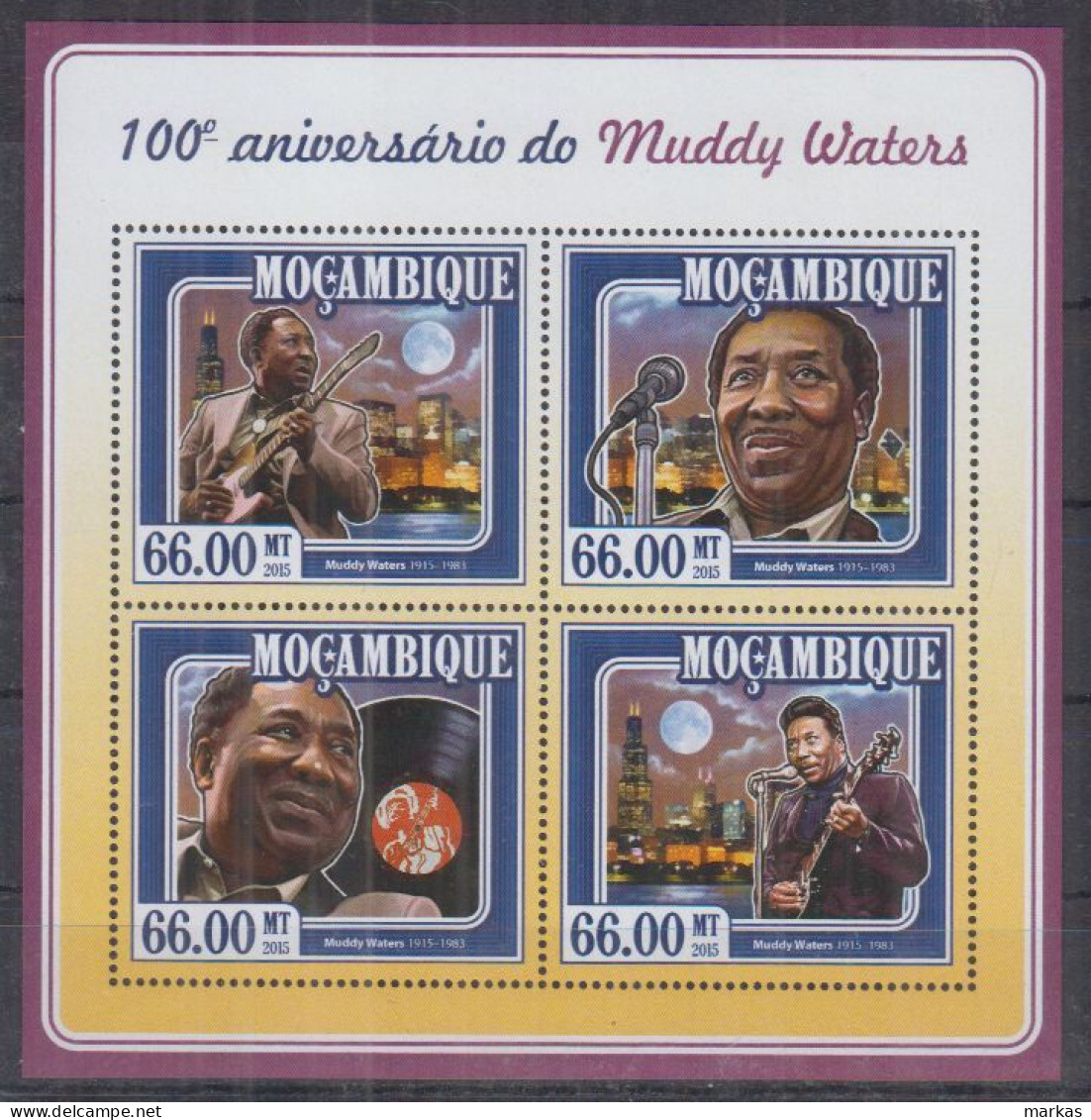 T13. Mozambique MNH 2015 Music - Singer - Muddy Waters - Musique