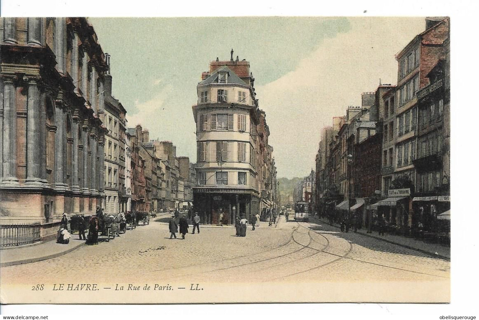 76 LE HAVRE  RUE DE PARIS  BELLE ANIMATION COMMERCES TRAMWAYS N°288 LL ANNEES 20/30 - Station