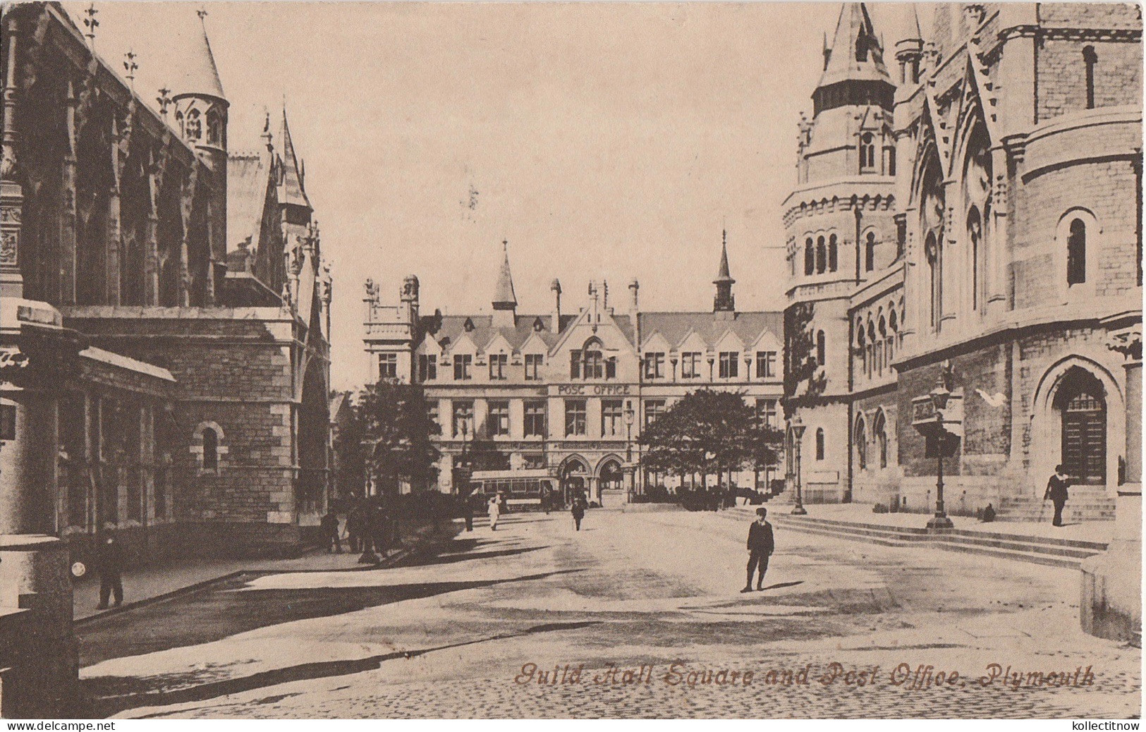 GUILD HALL SQUARE & POST OFFICE - PLYMOUTH - 1907 - Plymouth