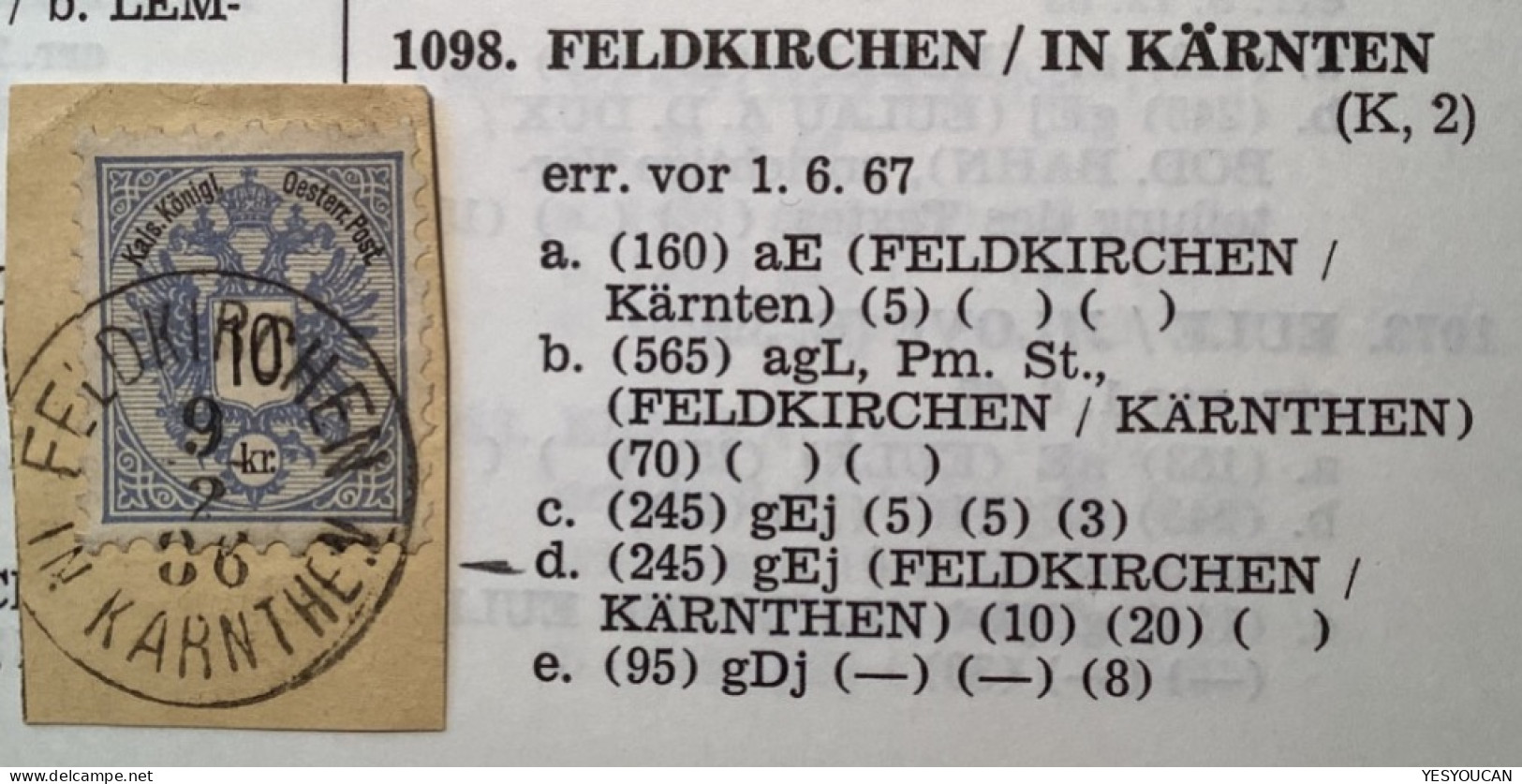 FELDKIRCHEN IN KARNTHEN 1886 (Kärnten) K1 LUXUS & BESSERE TYPE Österreich (Austria  Autriche - Oblitérés