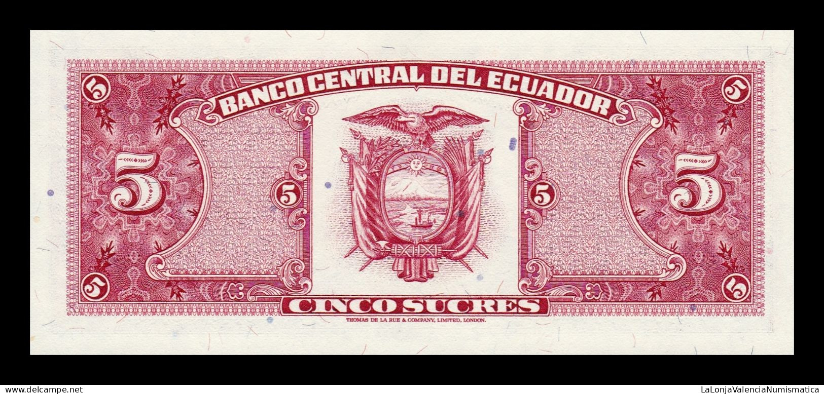 Ecuador 5 Sucres 1988 Pick 113d(1) Serie IA Sc Unc - Ecuador