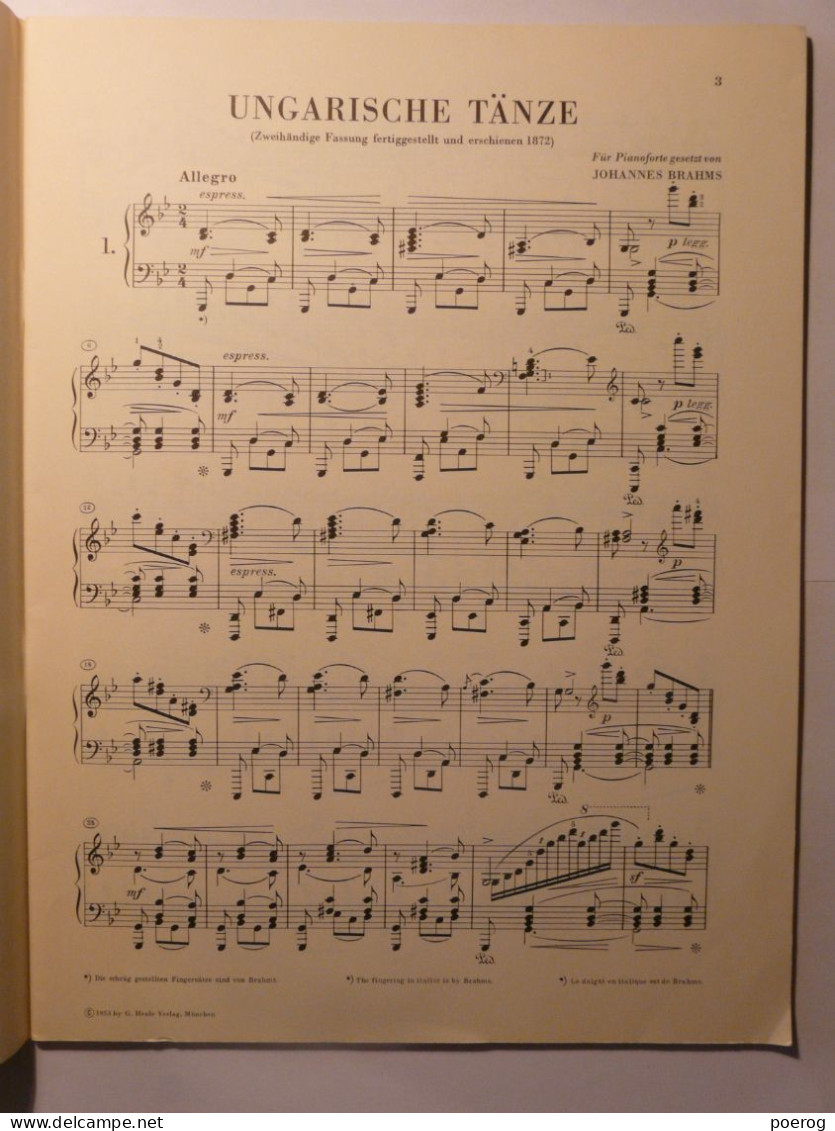 PARTITIONS - BRAHMS - UNGARISCHE TANZE 1BIS 10 - KLAVIER ZU ZRVEI HANDEN - URTEXT - G. HENLE VERLAG - DANSES HONGROISES - Spartiti