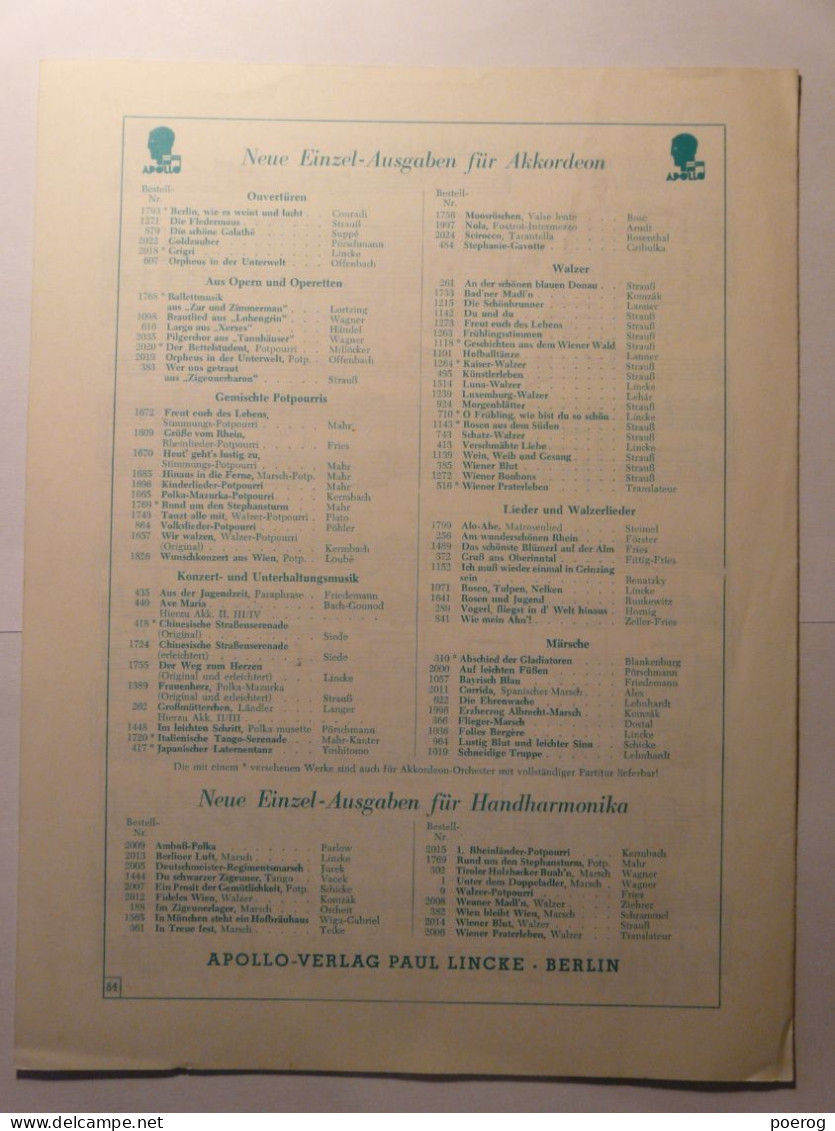 PARTITIONS - TIROLER HOLZHACKER BUAB'N MARSCH VON J.F. WAGNER - SEIFERT'S AKKORDEON MUSIK - ACCORDEON CIRCA 1960 - Partitions Musicales Anciennes