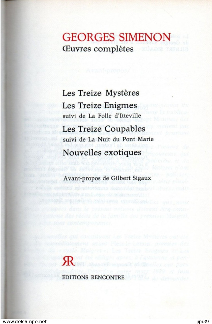 Bradé : Les 13 Mystères , Les 13 Enigmes , Les 13 Coupables , Nouvelles Exotiques - Simenon