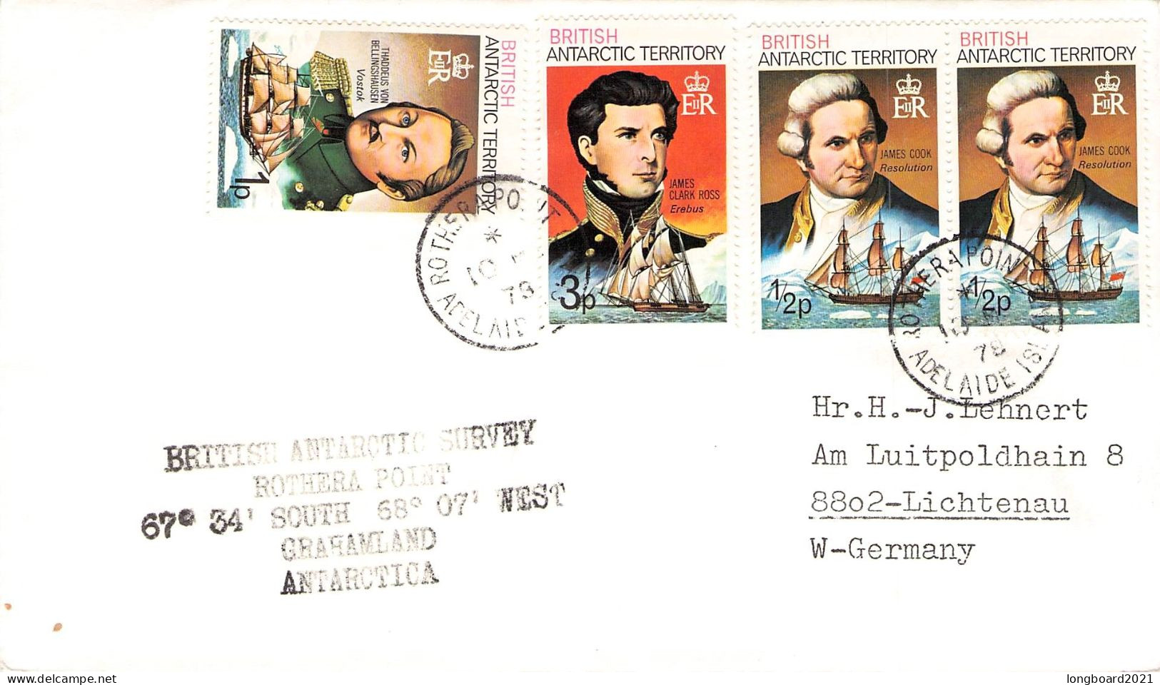 BRIT. ANTARCTIC TERR. - LETTER 1978 ROTHERA POINT - GERMANY / *1027 - Cartas & Documentos