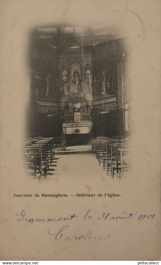 Souvenir De Hunnegem (Geraadsbergen) Interieur De L ' Eglise 1901. Vlekkig - Geraardsbergen