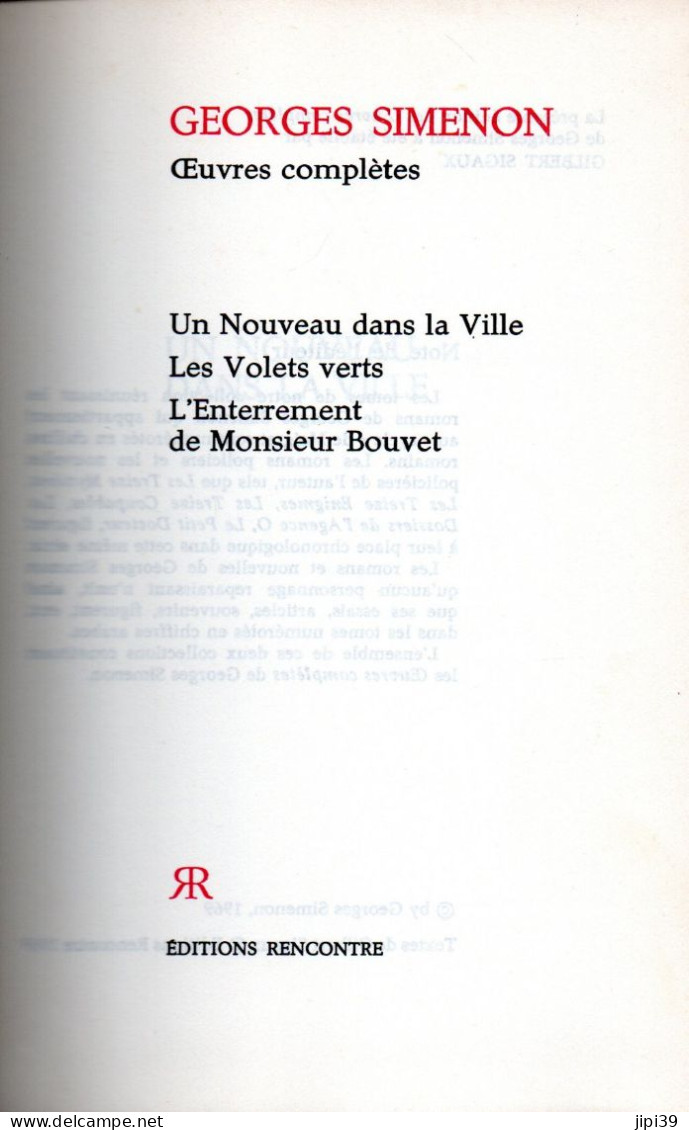 Bradé : Un Nouveau Dans La Ville , Les Volets Verts , L'Enterrement De Monsieur Bouvet - Simenon