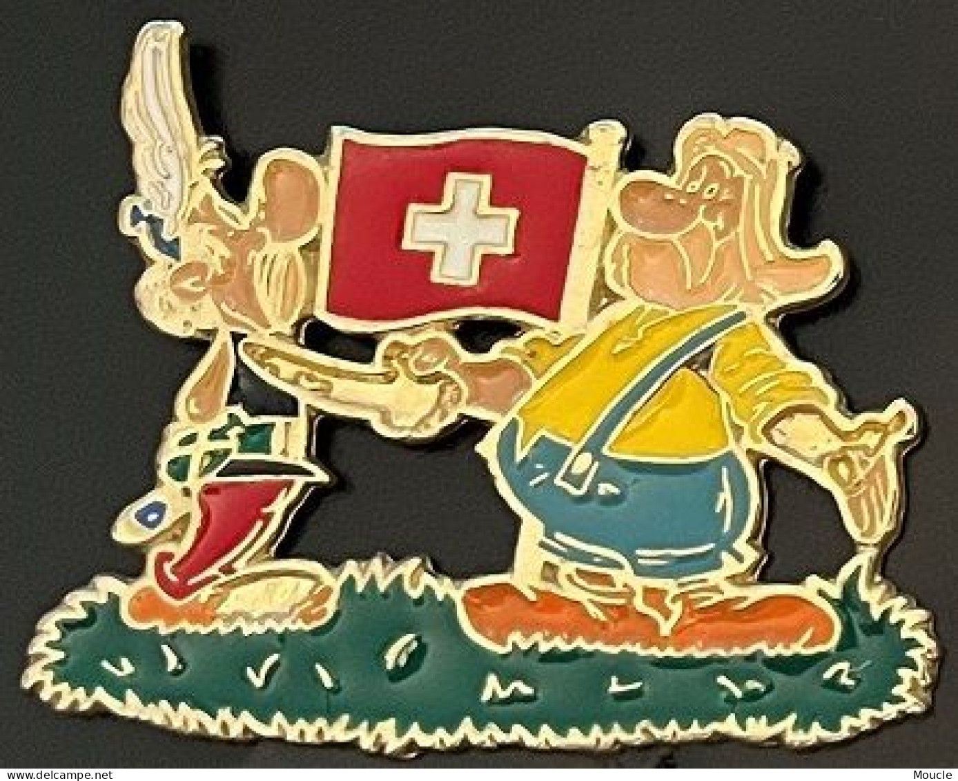 ASTERIX CHEZ LES HELVETES - SUISSE - RENE GOSCINNY - ALBERT UDERZO - PETISUIX - 5,5cm / 4cm  - DRAPEAU -      (22) - Comics