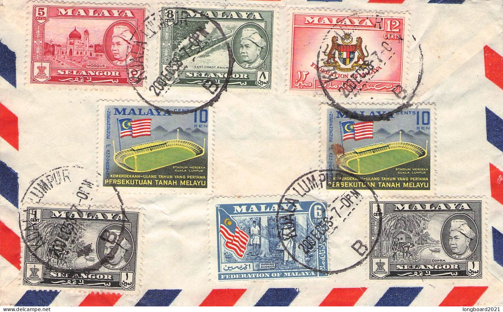 MALAYA - AIR MAIL 1958 KUALA LUMPUR - DE / *1037 - Fédération De Malaya