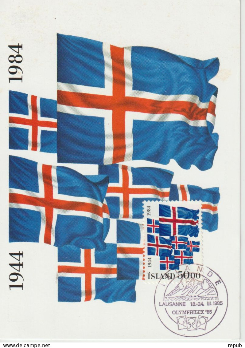 Islande Carte Maximum 1983 Drapeaux Islandais 570 - Maximum Cards