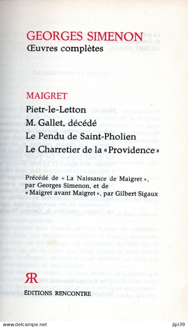 Bradé : Pietr-le-Letton , M. Gallet Décédé ; Le Pendu De Saint-Pholien , Le Charretier De La "Providence" - Simenon