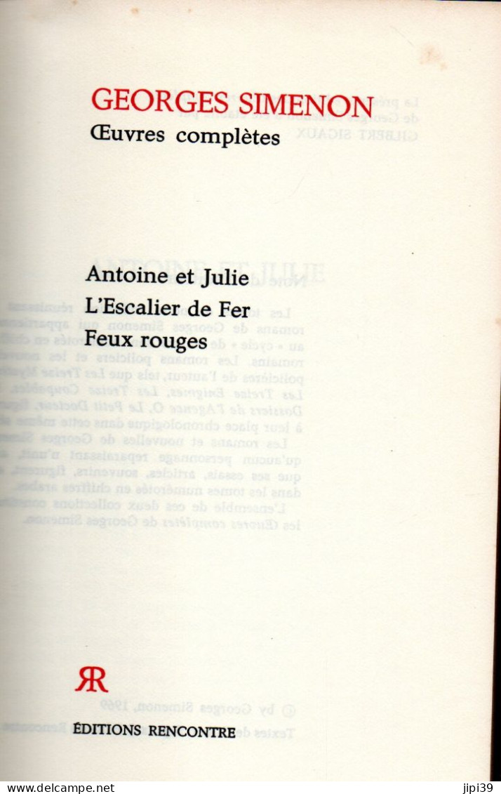 Bradé : Antoine Et Julie , L'Escalier De Fer , Feux Rouges - Simenon