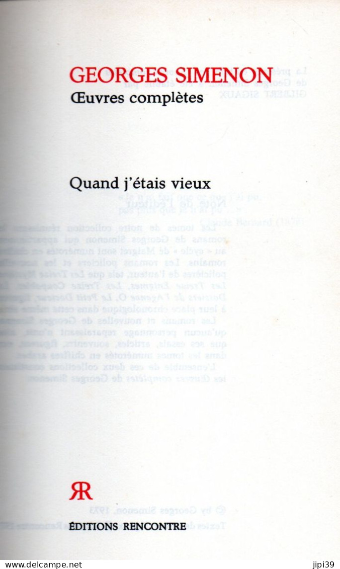 Bradé : Quand J'étais Vieux - Simenon