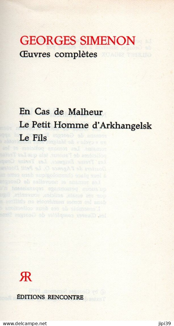 Bradé : En Cas De Malheur , Le Petit Homme D'Arkhangelsk , Le Fils - Simenon