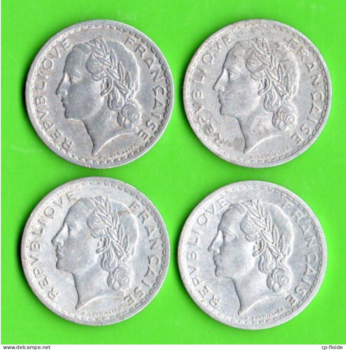 FRANCE . MONNAIE . 5 FRANCS LAVRILLER 1945, 1947B, 1948, 1949 . LOT DE 4 PIÈCES - Réf. N°265B - - 5 Francs