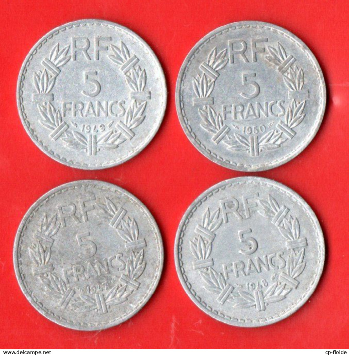 FRANCE . MONNAIE . 5 FRANCS LAVRILLER 1947, 1948, 1949, 1950 . LOT DE 4 PIÈCES - Réf. N°266B - - 5 Francs