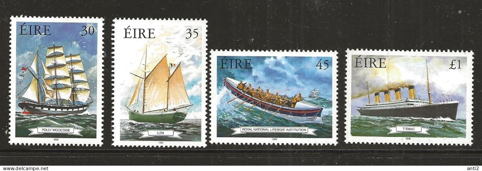 Ireland 1999 Seafaring History, Ships, Barque "Polly Woodside",  "Ilen" Gaff Saver, Dinghy, Titanic.  Mi 1134-7  MNH(**) - Andere & Zonder Classificatie