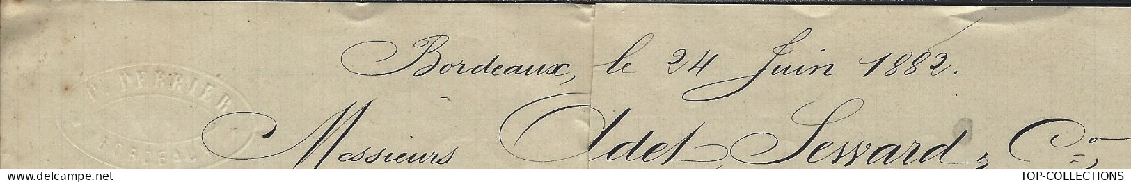 NAVIGATION 1882  P. PERRIER BORDEAUX NAVIRE « Ferdinand De Lesseps » Pour Nouméa Et NAVIRE  St Louis Nouméa Pour Curcier - 1800 – 1899