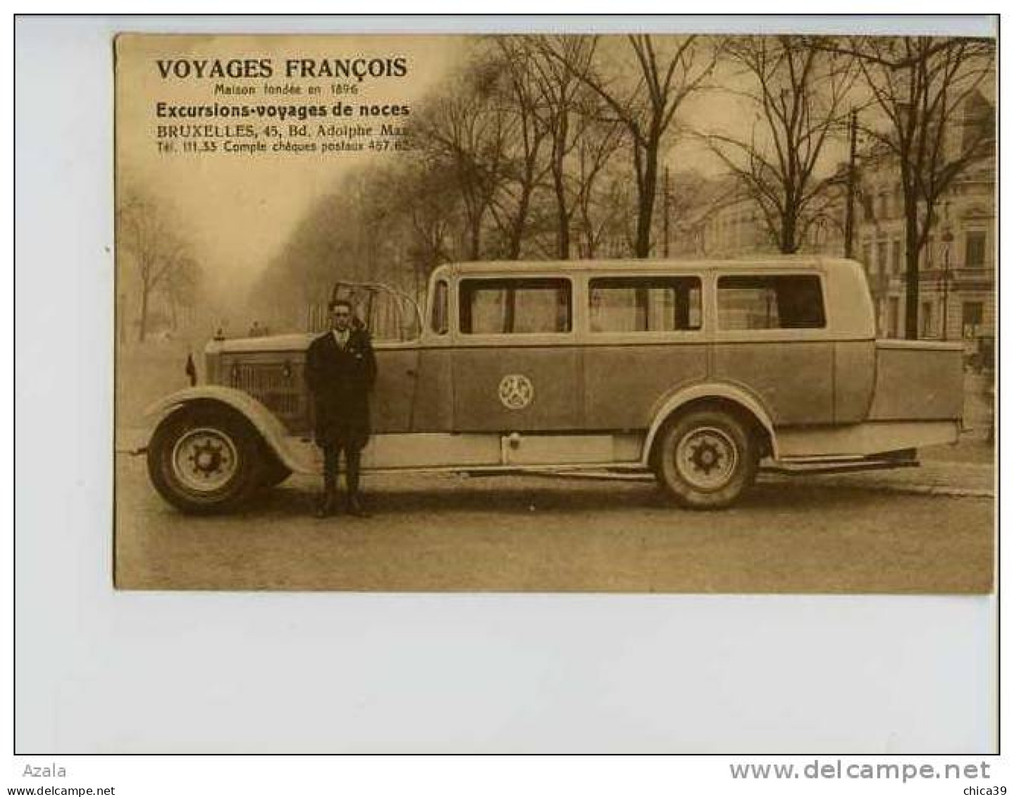 004365  -  Voyages François  -  Excursions - Voyages De Noces - Bruxelles, 45, Bd. Adolphe Max - Bus & Autocars