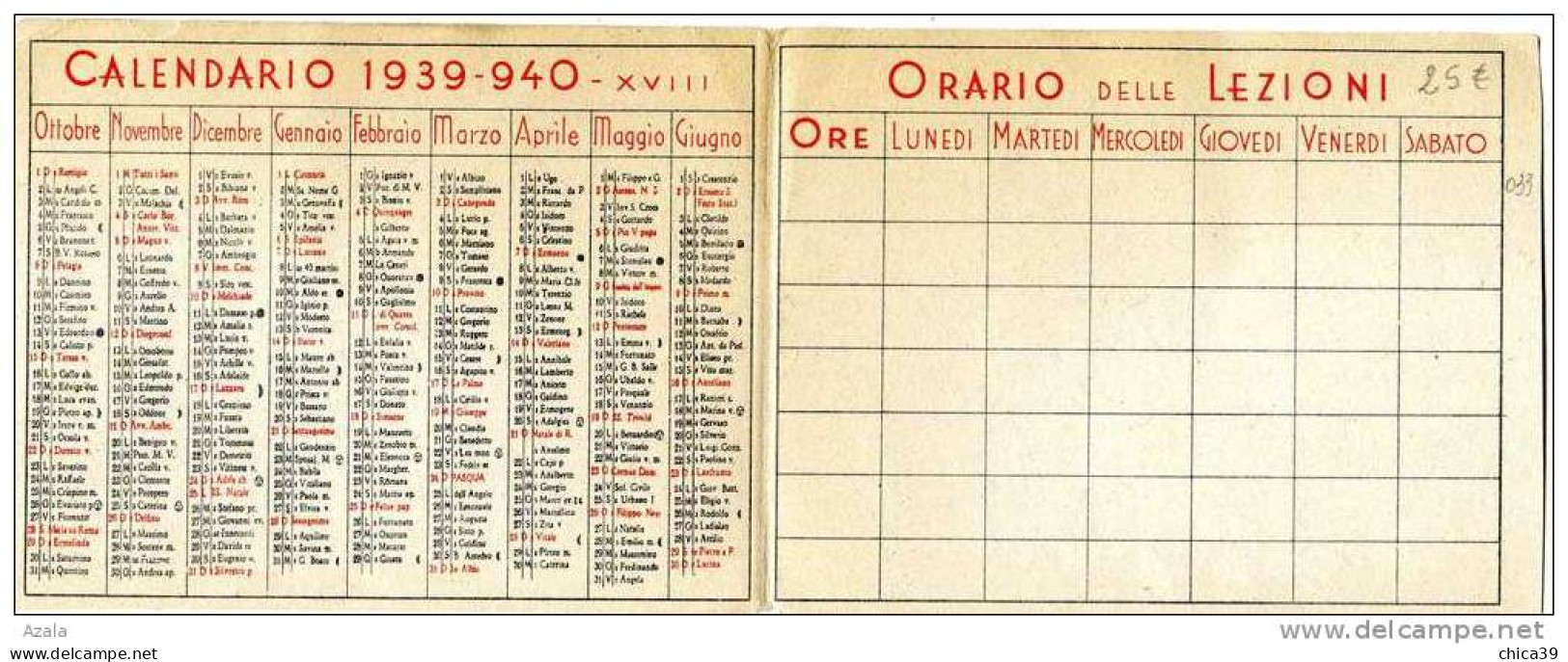 0164103/104/106  -  Calendrier FILA La Matita Italiana Di Qualità  1939-1940  Format 12,5 X 9,5 Cm - Petit Format : 1921-40