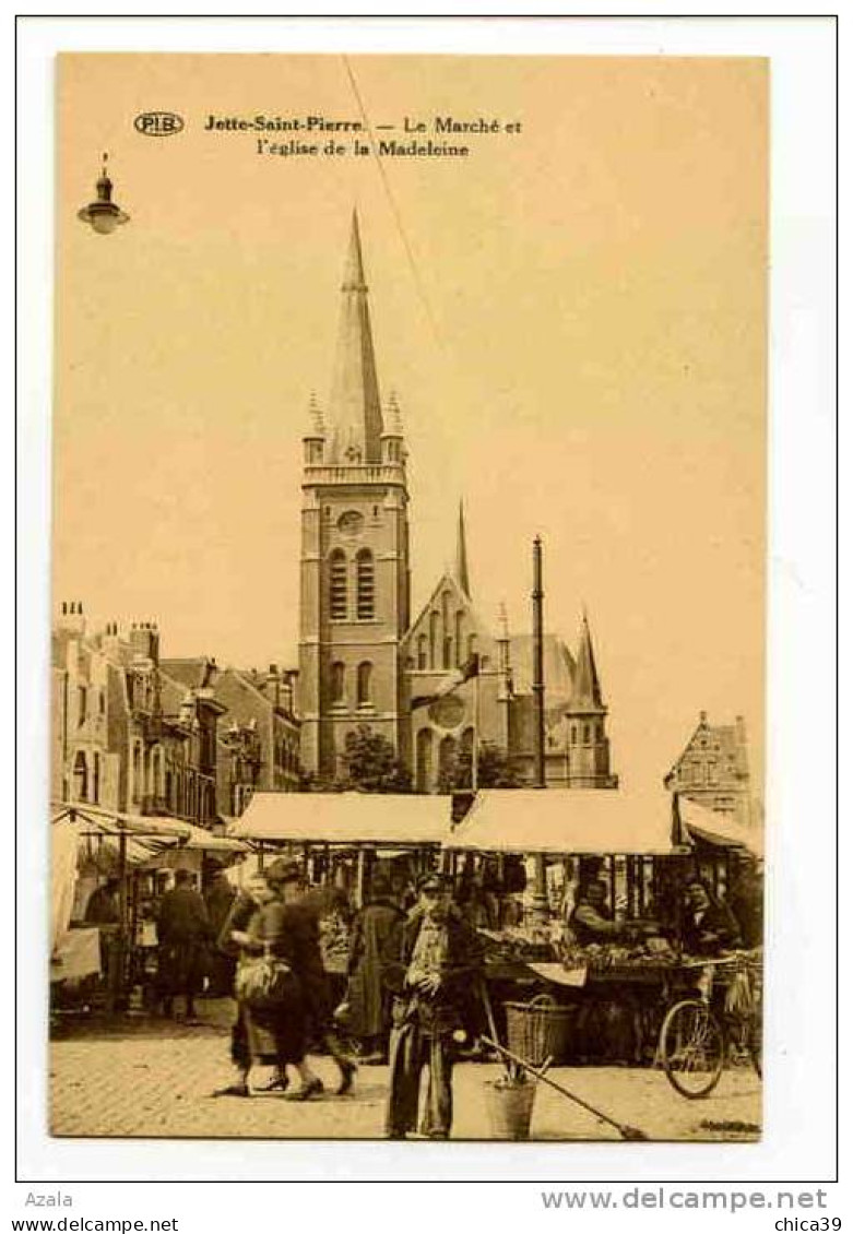 016738  Jette-Saint-Pierre - Le Marché Et L'Eglise De La Madelaine - Jette