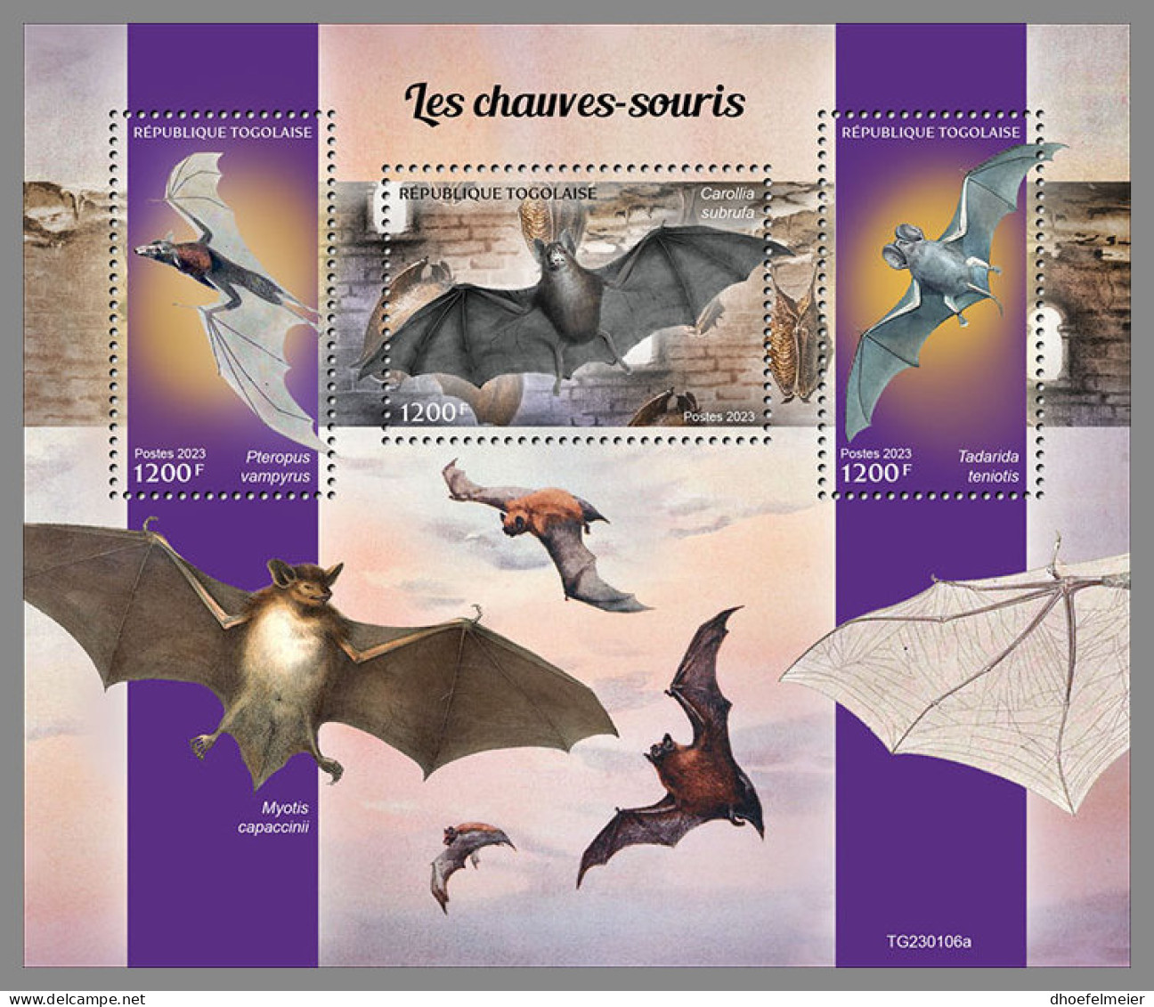 TOGO 2023 MNH Bats Fledermäuse Chauve-souris M/S - OFFICIAL ISSUE - DHQ2329 - Fledermäuse