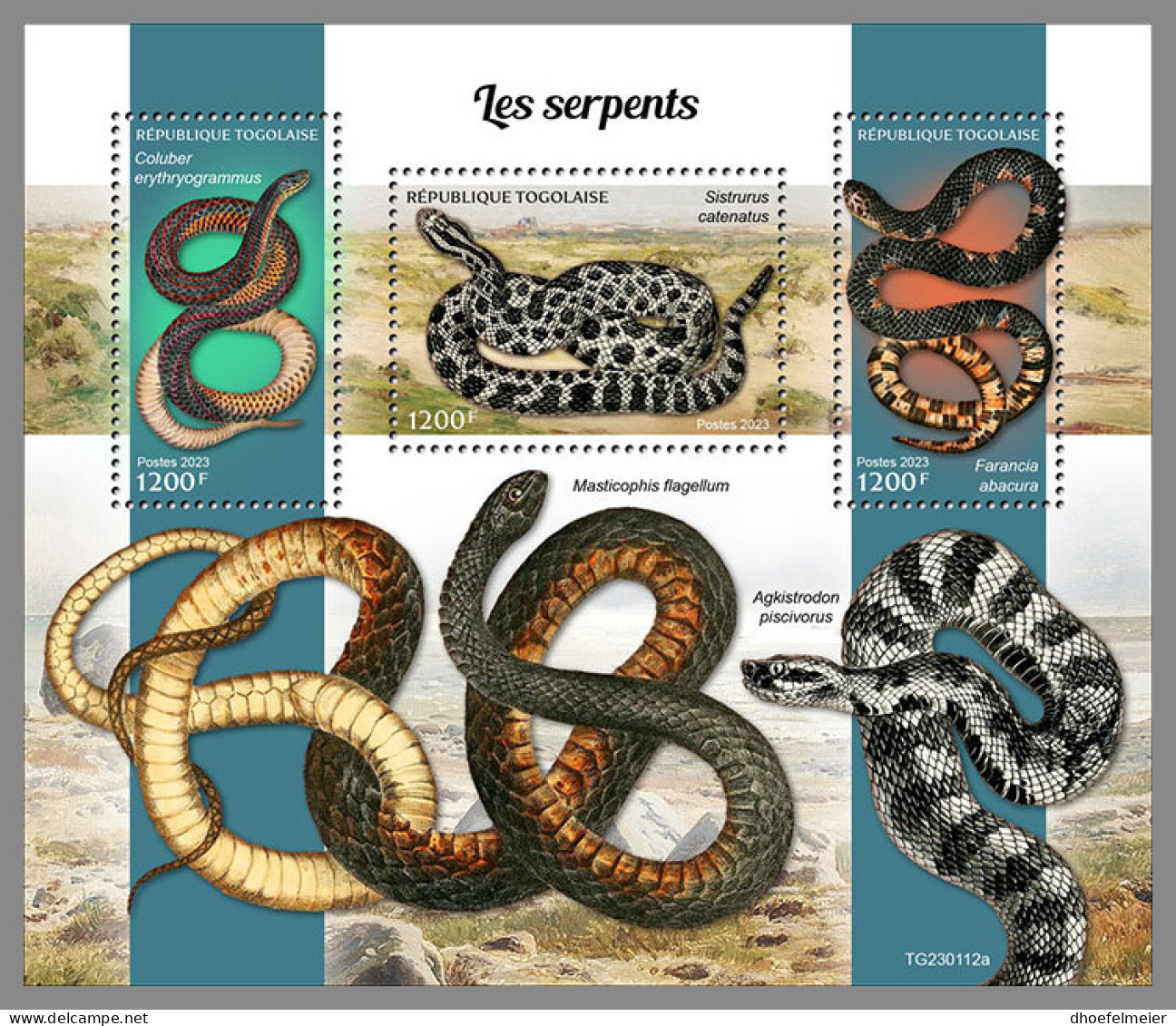 TOGO 2023 MNH Snakes Schlangen Serpents M/S - OFFICIAL ISSUE - DHQ2329 - Serpents