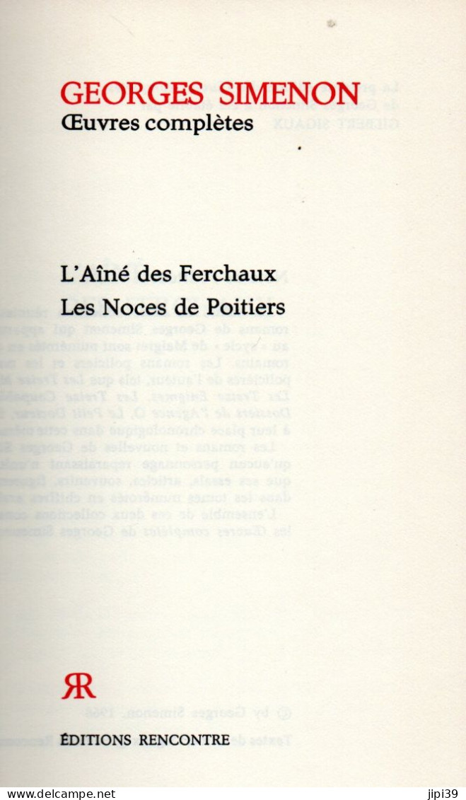 Bradé : L'Ainé Des Ferchaux , Les Noces De Poitiers - Simenon