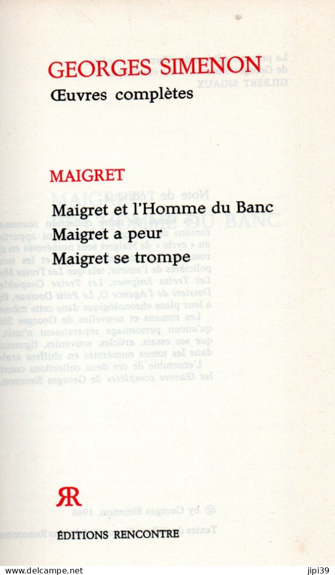 Bradé : Maigret Et L'Homme Du Banc , Maigret A Peur , Maigret Se Trompe - Simenon