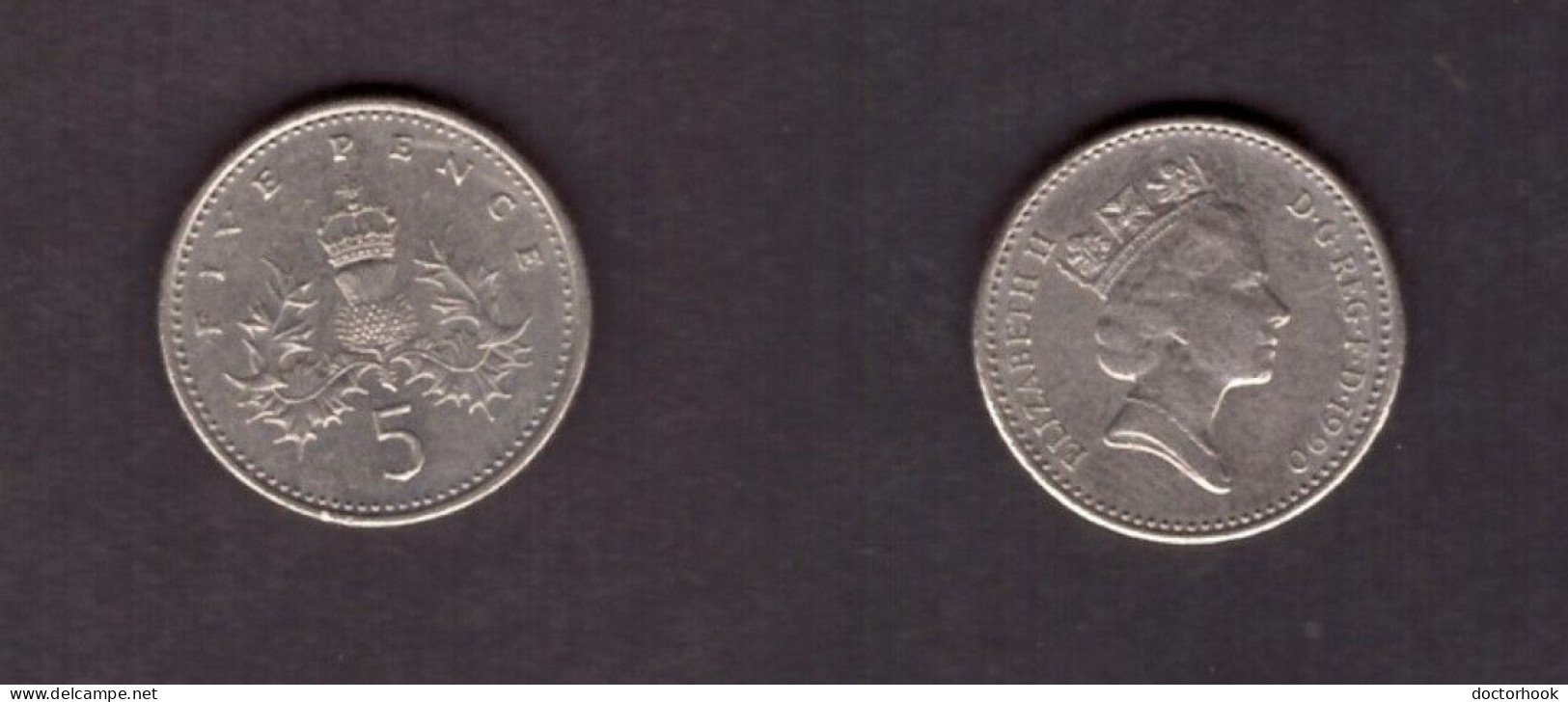 GREAT BRITAIN   5 PENCE 1990 (KM # 937b) #7288 - 5 Pence & 5 New Pence