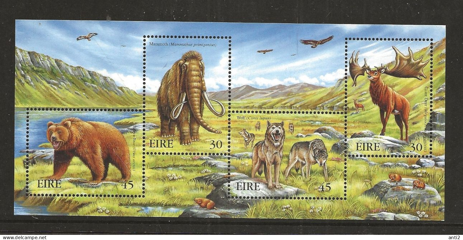 Ireland 1999 Animals Extinct In Ireland. Mammoth, European Giant Deer, Wolf, Brown Bear   Mi  Bloc 33  MNH(**) - Autres & Non Classés