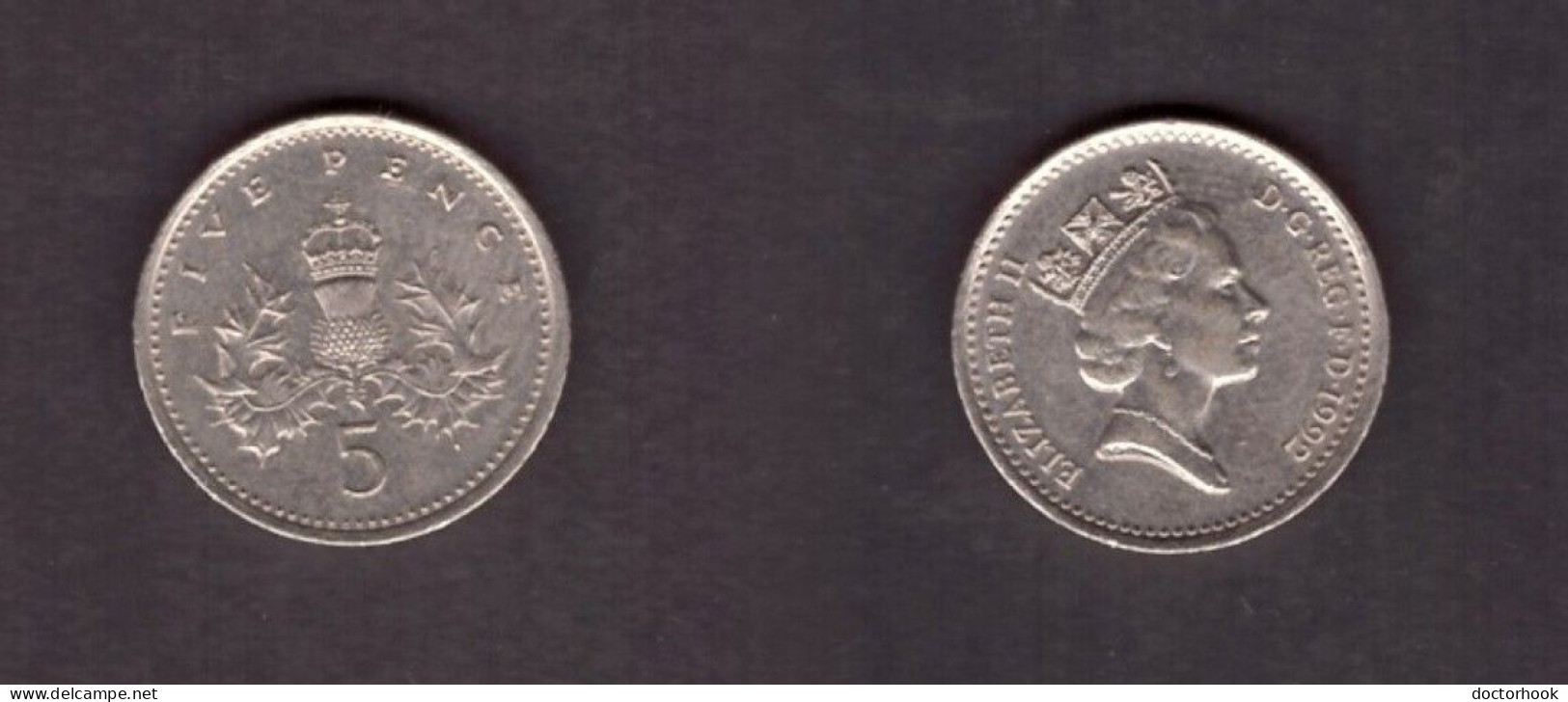 GREAT BRITAIN   5 PENCE 1992 (KM # 937b) #7291 - 5 Pence & 5 New Pence