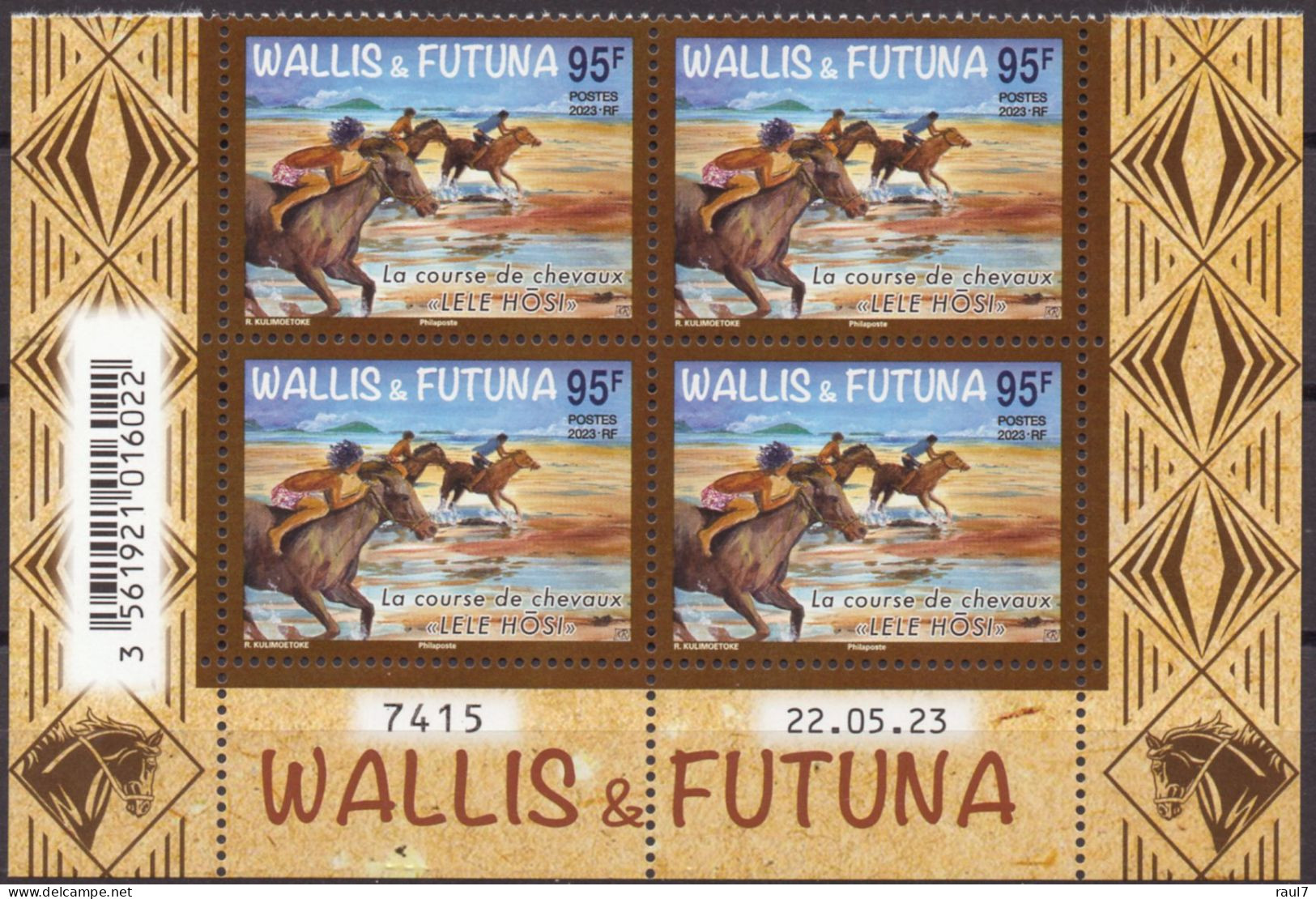 Wallis Et Futuna 2023 - La Course De Chevaux - Bloque De 4 Timbres Avec Coin Daté Neuf // Mnh - Nuovi