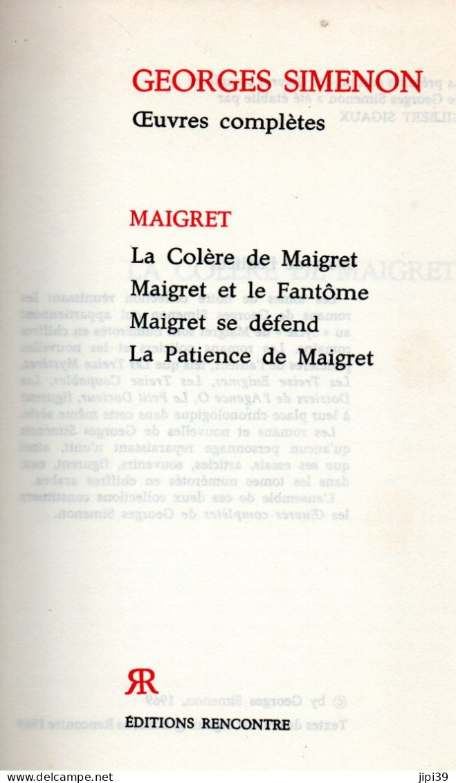 Bradé : La Colère De Maigret , Maigret Et Le Fantome , Maigret Se Défend , La Patience De Maigret - Simenon