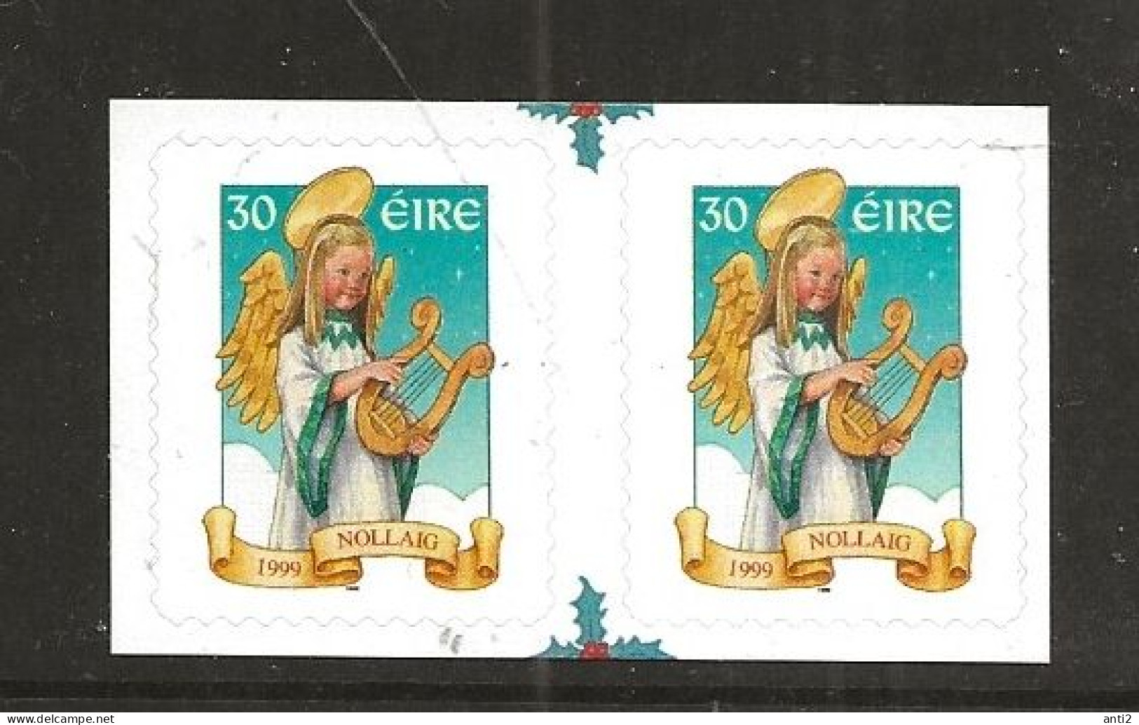 Ireland 1999 Christmas,  Child As An Angel Making Music   Mi  1199 Pair MNH(**) - Altri & Non Classificati