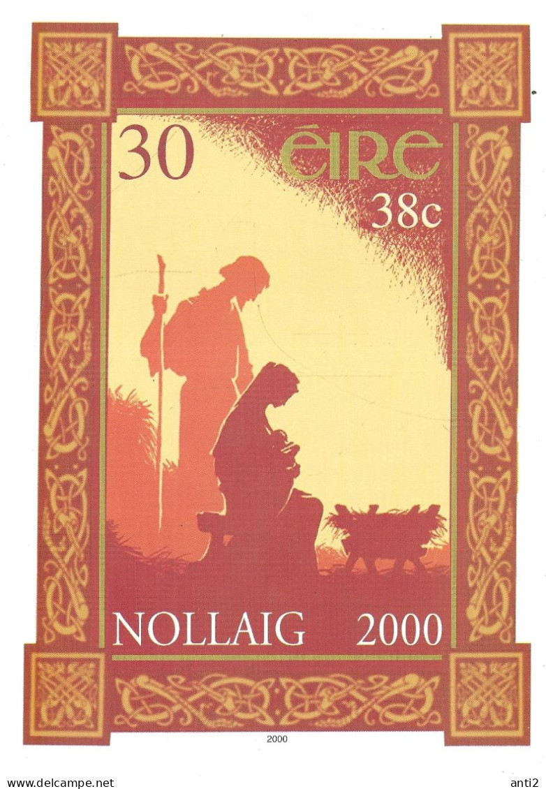 Ireland 2000 Christmas,  Card With Imprinted Stamp   Cancelled First Day - Storia Postale