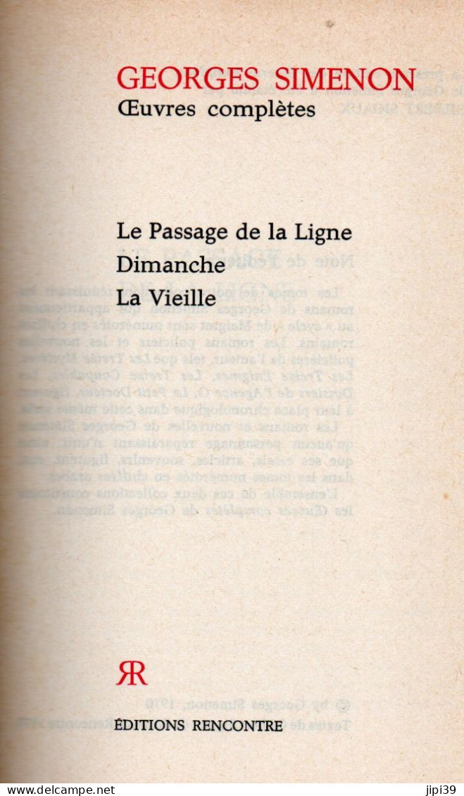 Bradé : Le Passage De La Ligne , Dimanche , La Vieille - Simenon