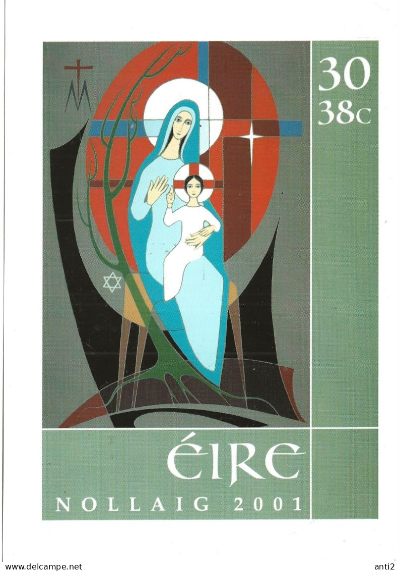 Ireland 2001 Christmas,  Card With Imprinted Stamp   Cancelled First Day - Briefe U. Dokumente