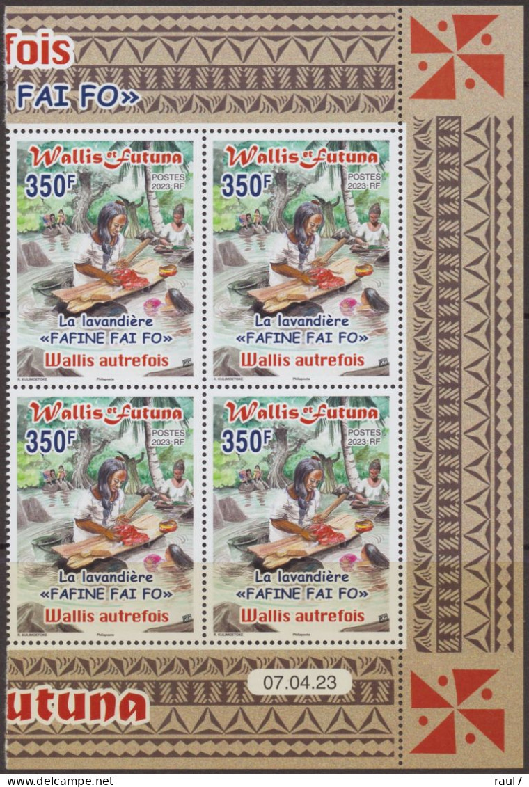 Wallis Et Futuna 2023 - Wallis D'autre Fois, La Lavandière - Bloque De 4 Timbres Avec Coin Daté Neuf // Mnh - Unused Stamps