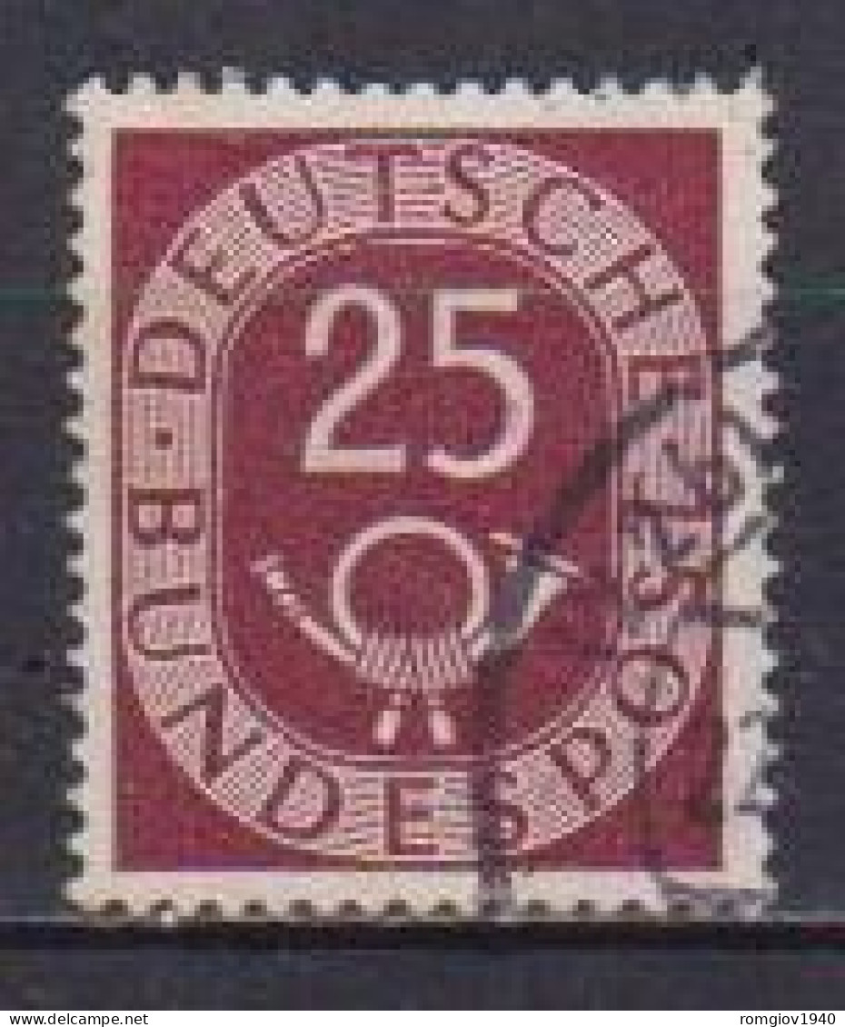 GERMANIA OCCIDENTALE 1951-52 ORDINARIA CIFRA E CORNO UNIF. 17 USATO VF - Gebraucht