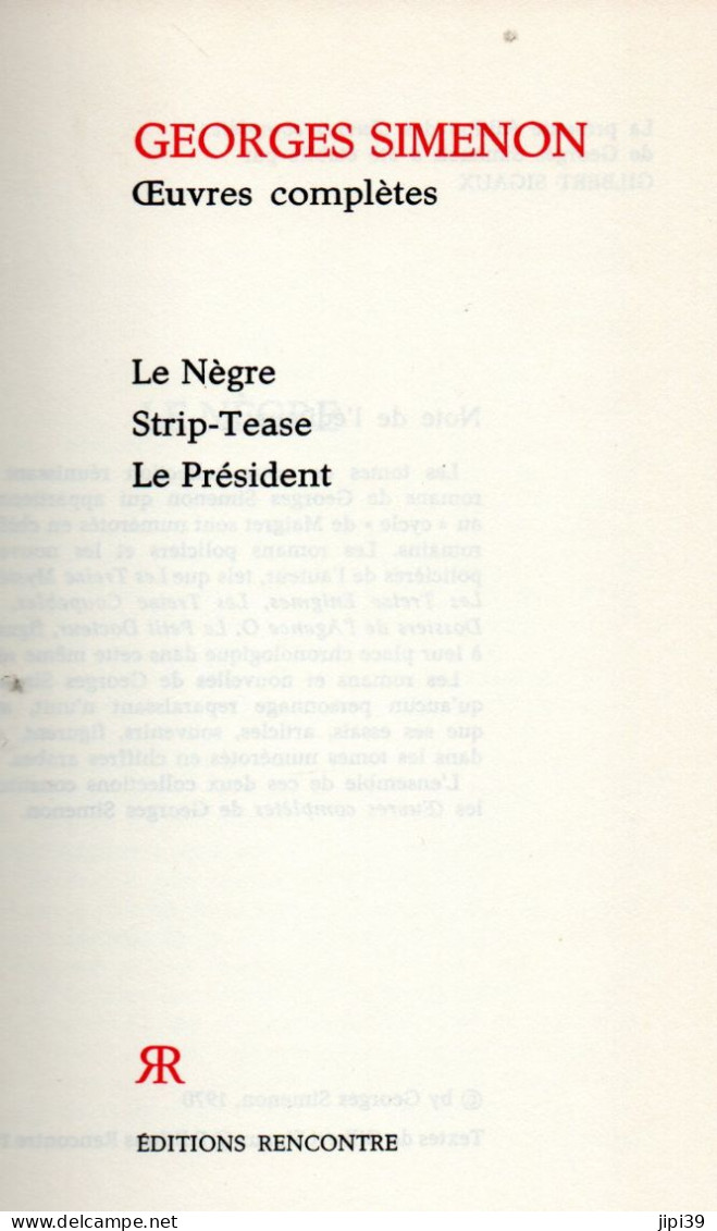 Bradé : Le Nègre , Strip-Tease , Le Président - Simenon