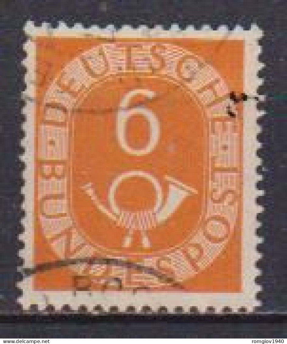 GERMANIA OCCIDENTALE 1951-52 ORDINARIA CIFRA E CORNO UNIF. 12  USATO VF - Gebraucht