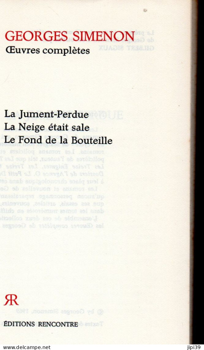 Bradé : La Jument-Perdue , La Neige était Sale , Le Fond De La Bouteille - Simenon