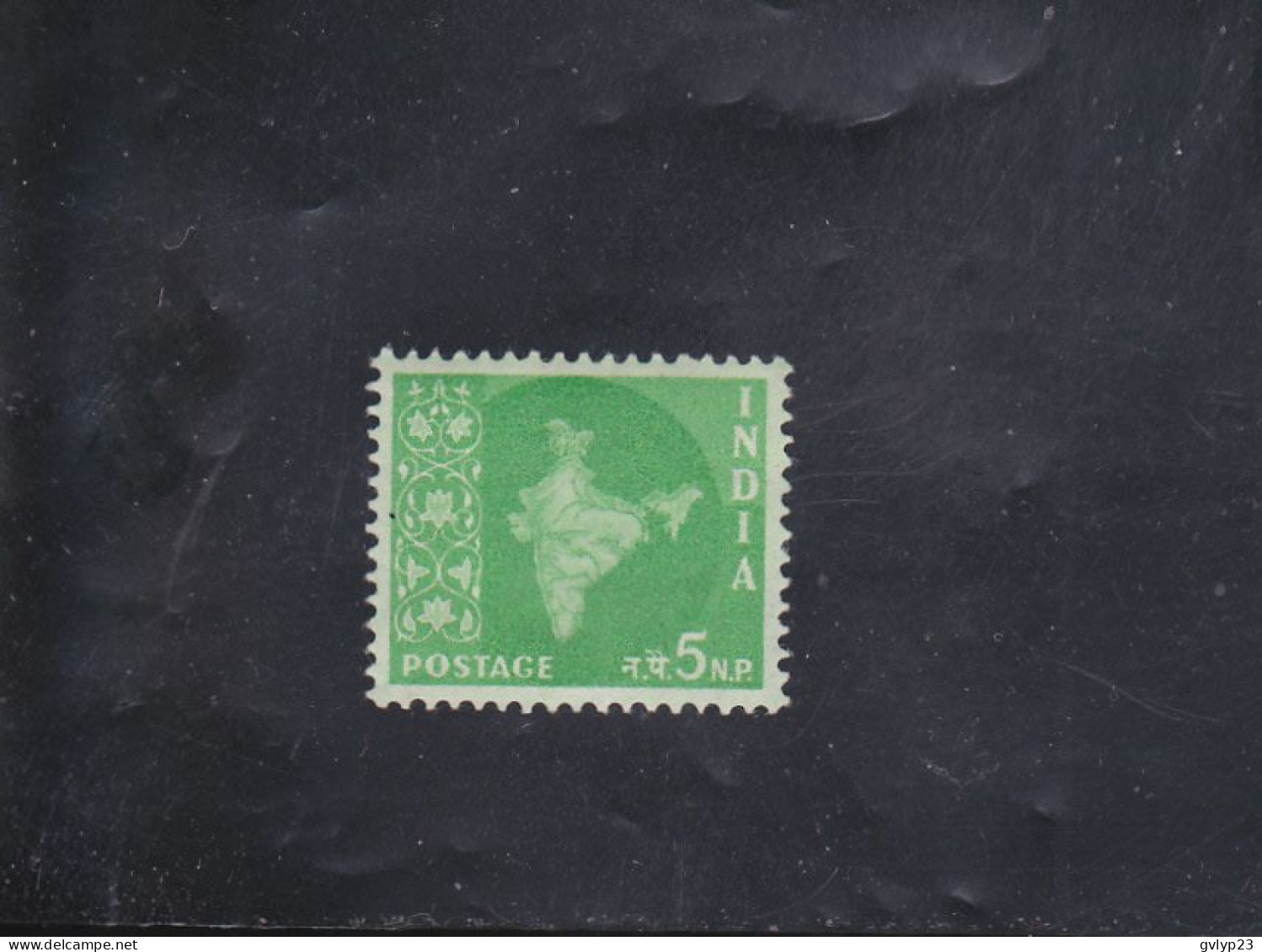 CARTE DE L'INDE 5 NP VERT VIF NEUF ** DENT. 14X14.75  N°74 YVERT ET TELLIER 1957-58 - Unused Stamps